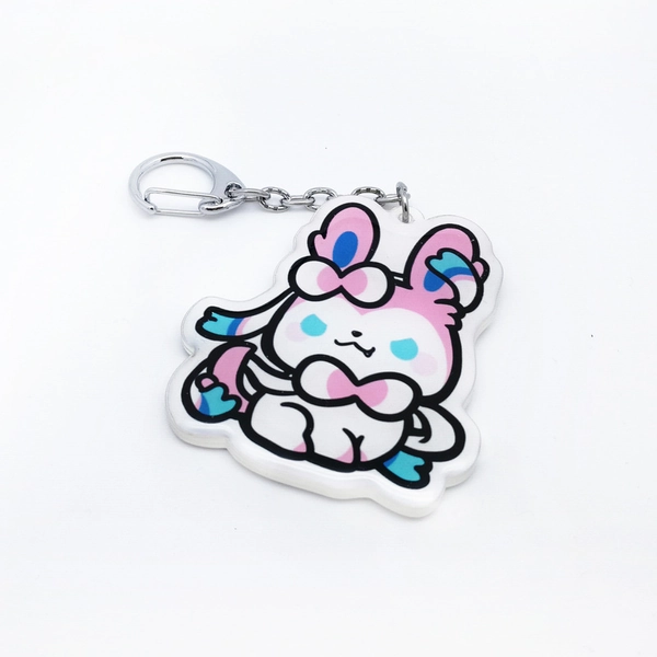 Cute Eevee Keychains Resin Pokemon Charms Eeveelution Key Rings - Sylveon