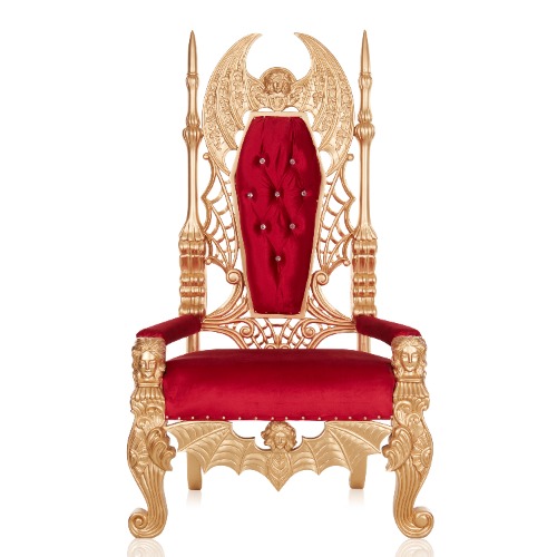 "Vampire" Gothic Throne Chair - Red Velvet / Gold