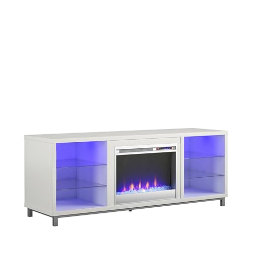 Ameriwood Home Lumina Fireplace TV Stand for TVs up to 70", White - White - 70" Fireplace