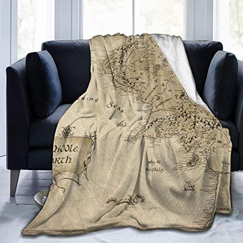 Middle Earth Map Lord of The Rings Ultra-Soft Micro Fleece Blanket Forcouch Fur Plush Throw Blankets for Suitable 80x60 inch, Multicolor - 60x80 inch