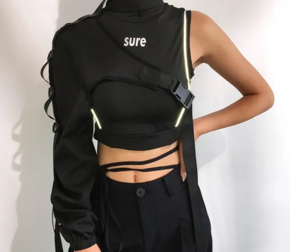 Techwear Half Balck Arm Buckled Sleeve