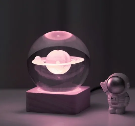 Pink Saturn Light Globe