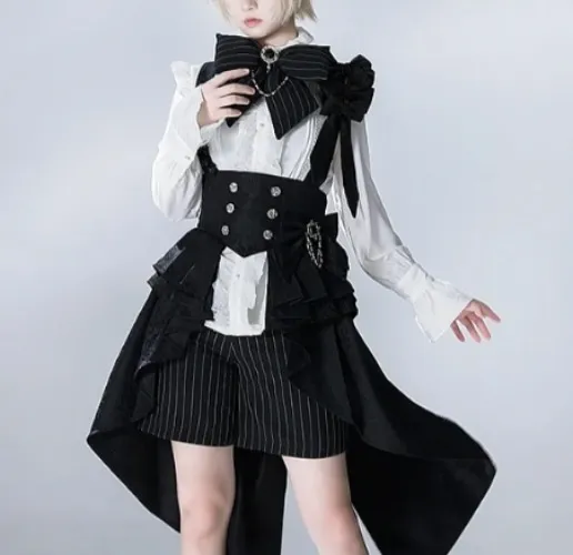 Bunny Theater Black Irregular Hem Girdle