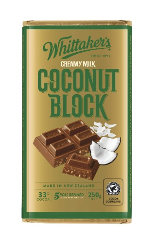 Whittaker Creamy Milk Coconut Chocolate Block, 250 g