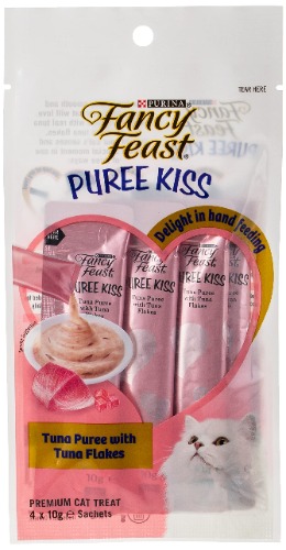 FANCY FEAST Puree Kiss Tuna Puree with Tuna Flakes Cat Treat 4 x 10g
