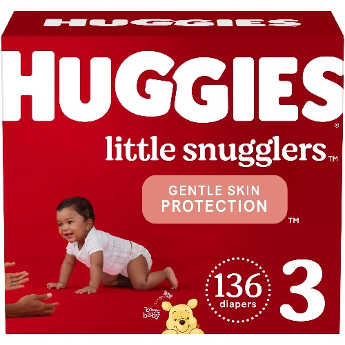 Huggies Little Snugglers Diapers Super Pack - Size 3 (136ct)