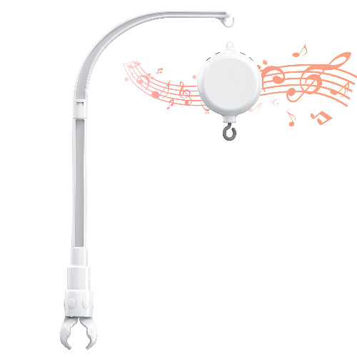 FEISIKE Baby Crib Mobile Arm with Music Box Spin Motor,23 Inch,Volume Control,3 Modes(Turn & Music,Turn Only, Music Only),Nursery Decor Hanger,Holder for DIY Clamp Mobile,12 Lullabies,30 Min Auto-Off - White,music box only