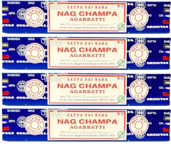 Satya Nag Champa Incense Sticks 15 Grams x 4 Packs
