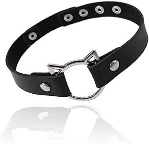ETHOON Adjustable Leather Choker Collar Soft PU Cat Punk Choker Necklace for Women Girls - XL-Black1
