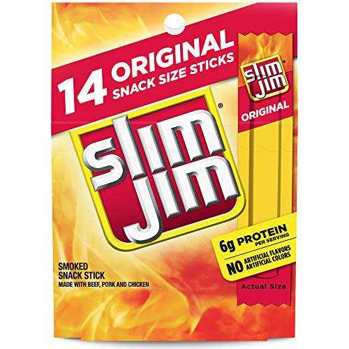 Slim Jim Snack-Sized Smoked Meat Stick, Original Flavor, Multi-pack, .28 Oz stick 14-Count, 3.92oz