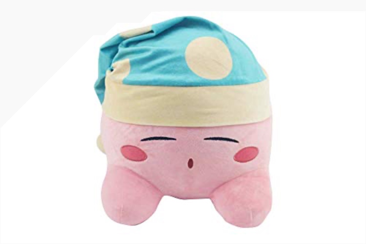 Kirby Sleep 12" Mega Plush - Cute Plushies, Big Plush & Soft Pillow Kirby Gifts for Kids & Adults! Kirby Plushes Available Include Whip Kirby, Kirby Sleep, Fighter Kirby, and Link Kirby Sword. - Sleepy Hat