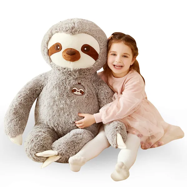 IKASA Large Sloth Stuffed Animal Plush Bradypode Toy for Children (Gray, 30 inches) - Gray 30 inches