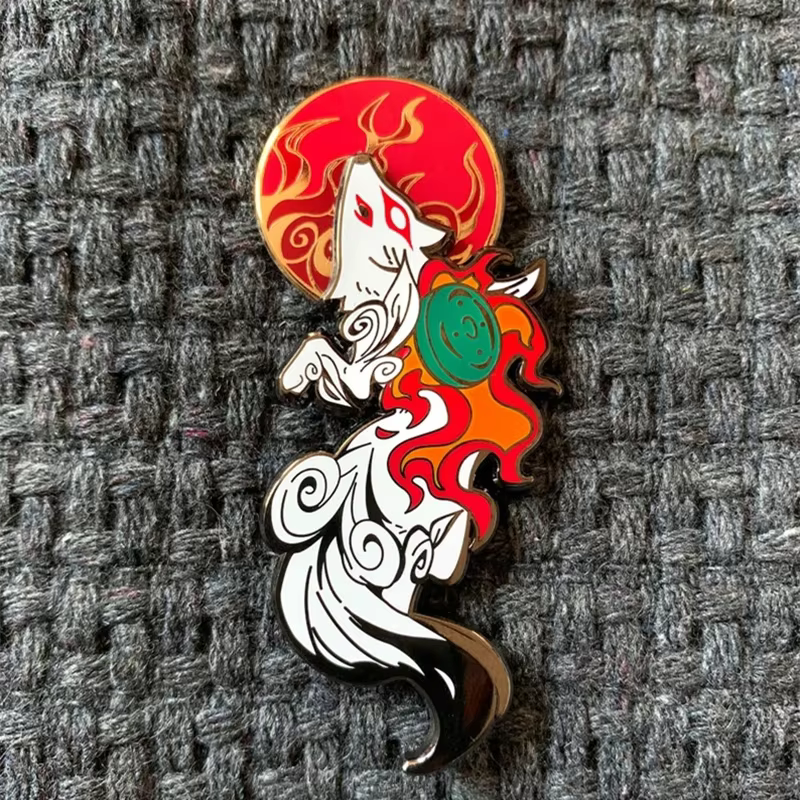 Desenhos animados legal okami amaterasu sun fox duro esmalte crachá broche diy mochila colar lapela pino festa presente jóias - AliExpress 36