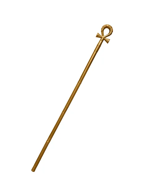 Adult Gold Ankh Cane Pharaoh Scepter Egyptian Staff Cosplay Halloween Costume Prop - 