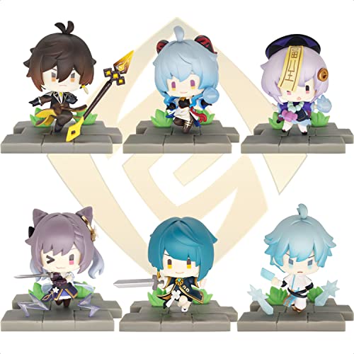 KOOLIYA Genshin Impact Figure - Battle Stance Liyue Edition - 6 Designs, Decoration Ornaments Best Gift Collection Capsule Toy for Anime Game Fans (6 Designs) - 6 Designs