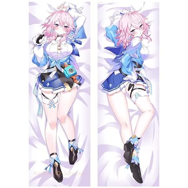 Sonsoke Honkai Star Rail Figure March 7th Body Pillow Case Cover Hugging Pillow Pillowcase Stuffed Double-Sided Printed 59x20 in (March 7th 2) - March 7th 2