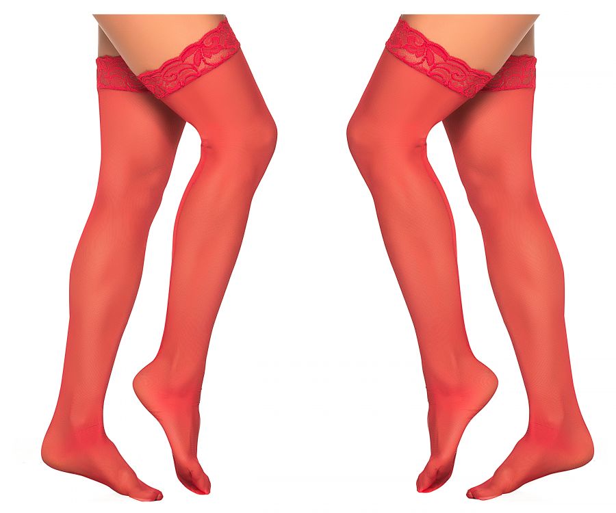 Mapale 1094 Mesh Thigh Highs Color Red - Only Size / Red