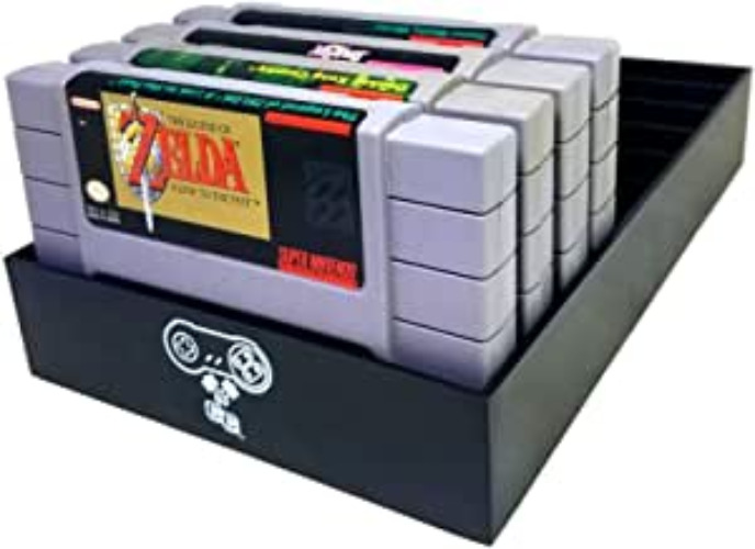 Collector Craft Black Game Organizer Compatible with Nintendo SNES Cartridge, Dust Cover, Cartridge Holder, Super Nintendo Entertainment System - Super Nintendo Black