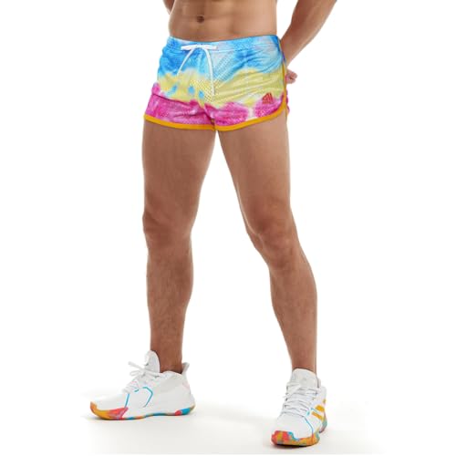 AIMPACT Mens Running Shorts Breathing Workout Gym Booty Short Shorts Sexy - Large - A-bluepink