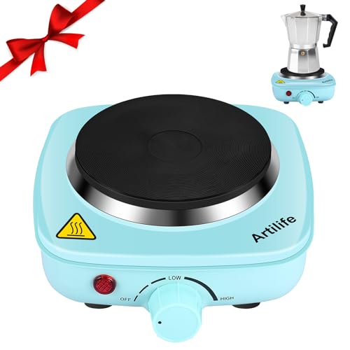 Artilife Mini Hot Plate Small Hot Plate,Small Hot Plate Electric Mini,Mini Hot Plate Electric,Cast Iron Electric Hot Plate,Perfect Size for Moka Pot (500W Mini Hot Plate) - 500W Mini Hot Plate