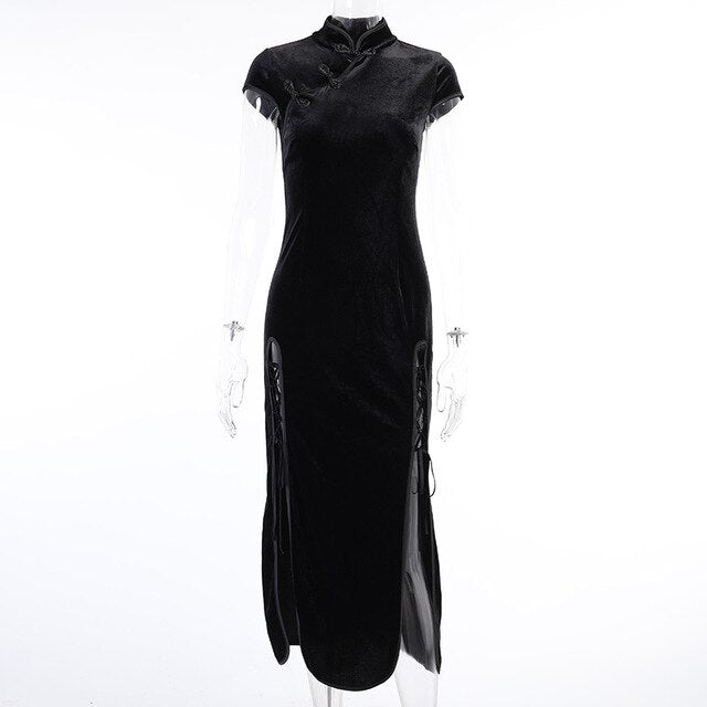 'Dead inside' Black Alternative Ankle Length Dress - Black / S