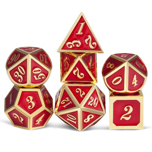 Ruby Red DND Metal Dice, DnDnD 7PCS Metallic D&D Dice Set for Dungeons and Dragons Game