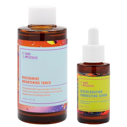 Good Molecules Blemish Scar and Discoloration Set - Niacinamide Brightening Toner and Correcting Facial Serum with Tranexamic Acid for Scars, Dark Spots, Tone, Texture, Hydrating - Skin Care For Face
