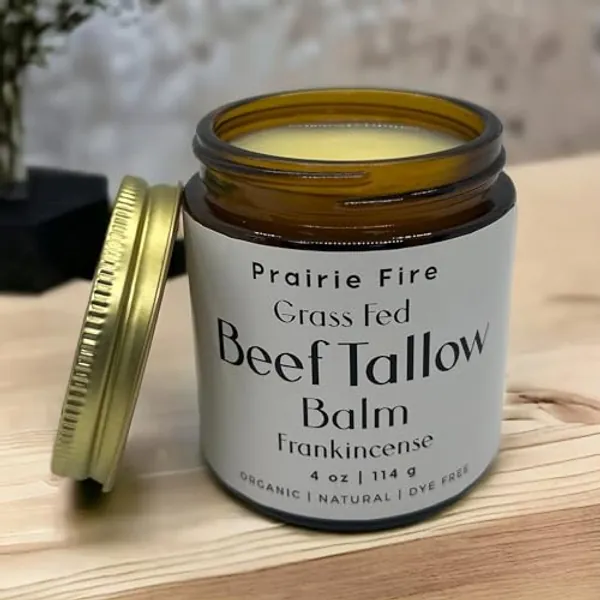 Prairie Fire Candles Beef Tallow Balm - 4 oz - Organic Grass Fed - Moisturizing Skin Care Frankincense