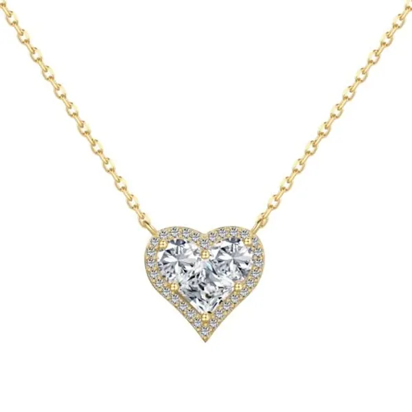 PAENENPH Bezel-Set Moissanite Necklace in 14K Gold,Dainty Heart Shape Moissanite Pendant Necklace,Memorable Jewelry Gift