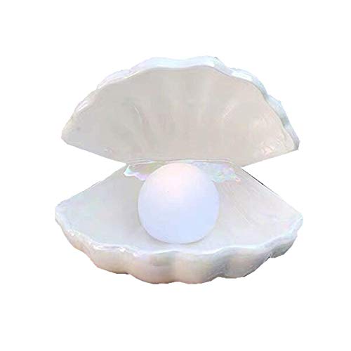 BinaryABC Ceramics Shell Pearl Light Led Lamp Portable Night Light Tabletop Light(White) - White
