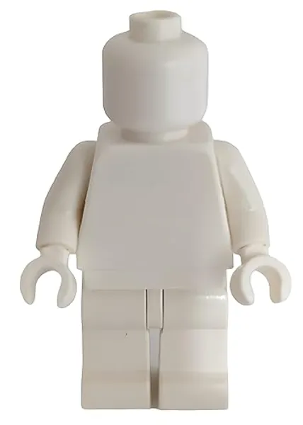 LEGO Minifigure Plain All White Monochrome Head Body Torso Arms Hands Legs - White