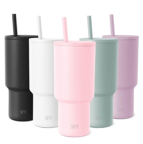 Simple Modern 30 oz Tumbler with Lid and Straw | Insulated Reusable Stainless Steel Water Bottle Iced Coffee Cup Travel Mug | Gifts for Women Men Him Her | Trek Collection | 30oz | Blush - -Blush - 30oz (No Handle)