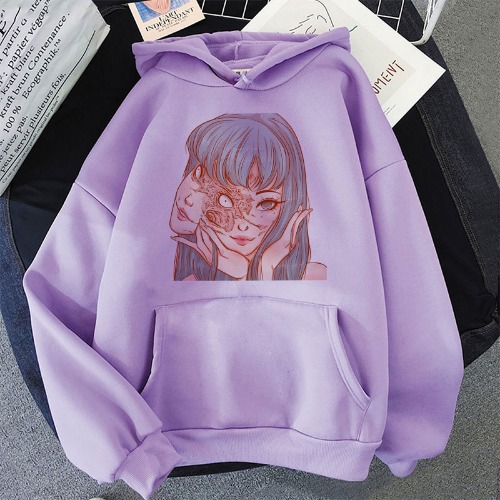  Sudadera con capucha de Junji Ito para mujer, ropa de calle femenina, Harajuku, estética Grunge, Kawaii, Invierno- AliExpress 