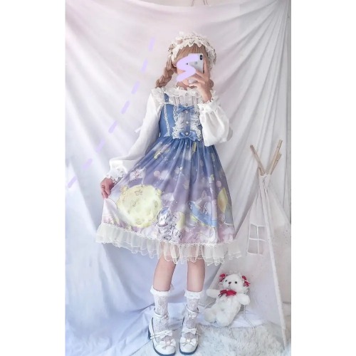 Outerspace Alien Inspired Lolita Dress for Cosmic Princesses - Purple Dress