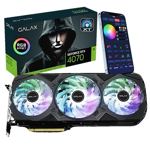 GALAX GeForce RTX™ 4070 EX Gamer, ARGB Fan, Xtreme Tuner App Control, 12GB, GDDR6X, 192-bit, DP*3/HDMI 2.1/DLSS 3/Gaming Graphics Card (with ARGB Fans) - Black
