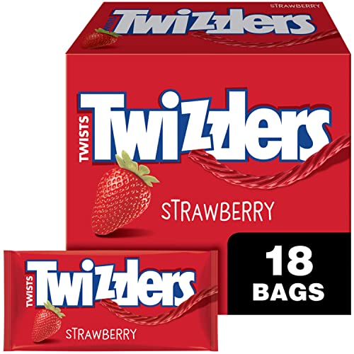 TWIZZLERS Twists Strawberry Flavored Licorice Style, Candy Packs, 2.5 oz (18 Count) - 2.5 Ounce (Pack of 18)