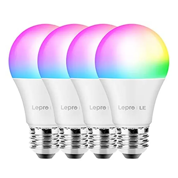 
                            Smart WiFi Light Bulbs, LED Color Changing Lights, Works with Alexa & Google Assistant, RGBW 2700K-6500K, 60 Watt Equivalent, Dimmable with App, A19 E26, No Hub Required, 2.4GHz WiFi Only, Pack of 4
                        
