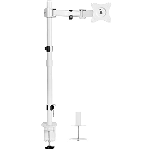 VIVO Single Monitor Desk Mount, Extra Tall Fully Adjustable Stand for 1 LCD Screen up to 32 inches, Ultra Wide Screens up to 38 inches, 22 lbs Capacity, White, STAND-V001TW - White - 31" Tall