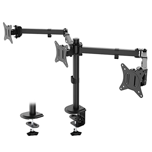 Triple Monitor Mount, 3 Monitor Desk Mount for 3 Screens up to 24 inches, Fully Adjustable VESA Monitor Stand (IMT66-03), Black - Black