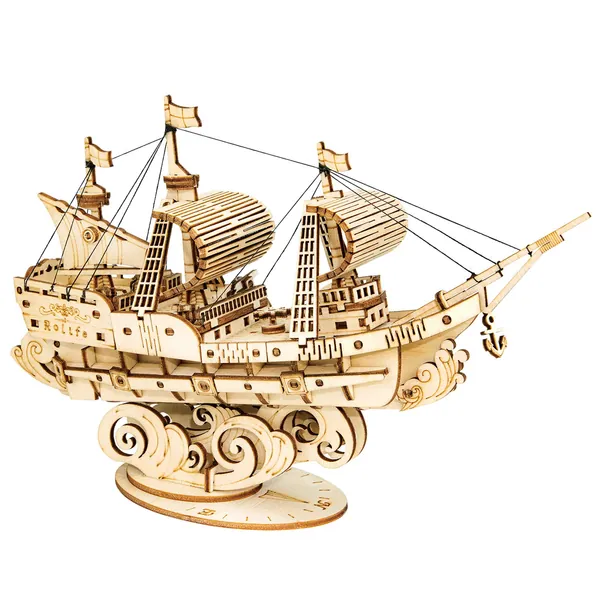 Rolife 3D Wooden Puzzle Sailing Ship DIY Craft Models Building Kits Gift for Adults and Teens
