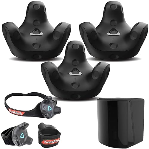 HTC 3 Pack VIVE Tracker (3.0) - with HTC VIVE SteamVR Base Station 2.0 for VIVE Pro, Rebuff TrackBelt + 2 TrackStraps Full Body Tracking VR Bundle