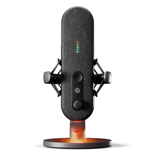 SteelSeries Alias USB Mic for PC — 3x Bigger Capsule for Gaming, Streaming and Podcasting — Sonar for Streamers Audio Software — AI Noise Cancelling — LED Mute & Level Monitoring — Shock Mount - Alias - USB - Black