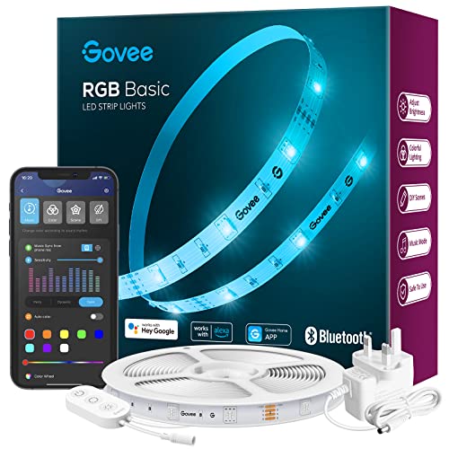 Govee LED Strip Lights, 5m Alexa LED Strip Smart WiFi App Control RGB, Works with Alexa and Google Assistant, Music Sync LED Lights for Bedroom, Party - 5M