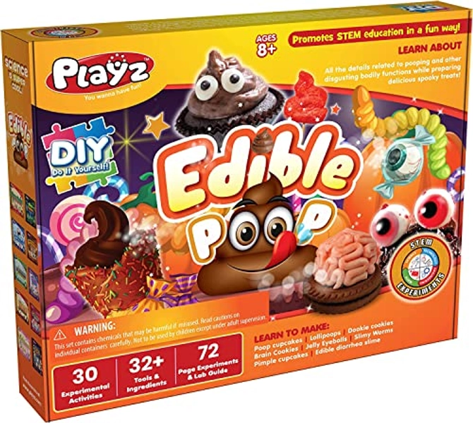 Playz Edible Poop! Food Science STEM Chemistry Kit - DIY Make Your Own Chocolates and Candy Experiments for Boy, Girls, Teenagers, & Kids Ages 8, 9, 10, 11, 12, 13+ Years Old - Poop