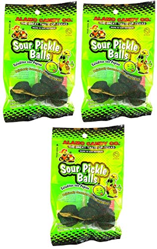 Alamo Candy Sour Pickle Balls, 1 Ounce, Pack of 3 - 1 Ounce (Pack of 3)