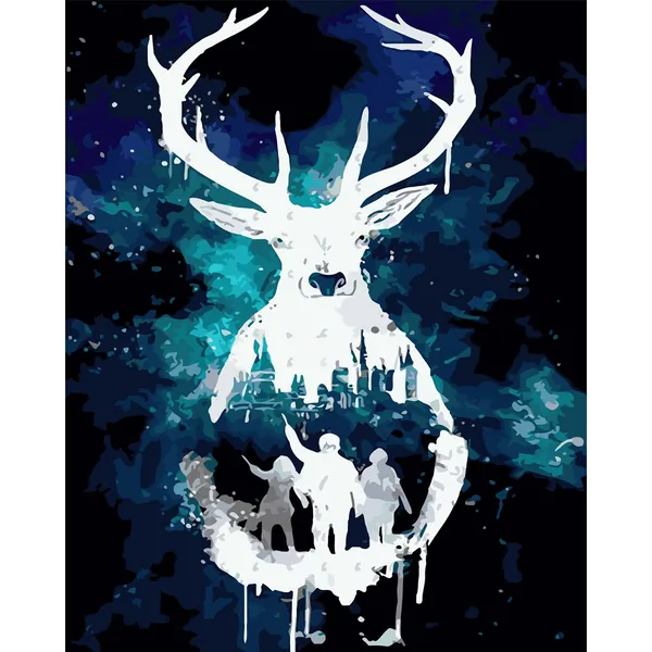 Harry Paint by Numbers Potter,Castle Paint by Number Magic College,Deer Paint by Numbers Hogwarts School,Night Starry Sky Paint by Numbers Kits for Adults Children Beginner 16x20 inch