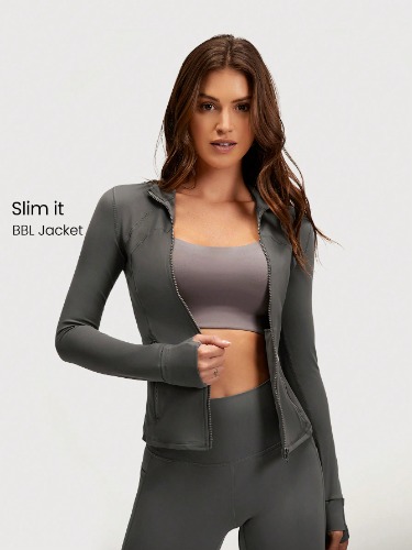 GLOWMODE FeatherFit™ Slim-It Streamline Performance Secure Pockets Zip Up Long Sleeve Jacket Low Impact Yoga Daily Fall
