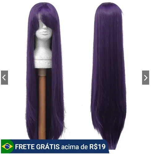Peruca Roxo Escuro Lisa 100cm Super Longa Cosplay Wig