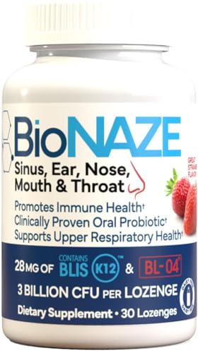 Bionaze Oral Probiotic K12 for Sinus, Tonsil Stones, Bad Breath, Post Nasal Drip, Throat, Mouth, Teeth & Digestion - Improve Oral & Upper Respiratory Health w/Clinically Proven BLIS K12 & BL-04 30 ct - 30 Count (Pack of 1)