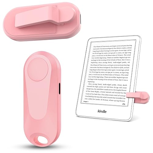DATAFY Remote Control Page Turner for Kindle Paperwhite Oasis Kobo eReaders, Camera Camcorder Remote Controls, Page Turner Clicker for ipad Tablets Reading Novels with Wrist Strap Storage Bag - Pink